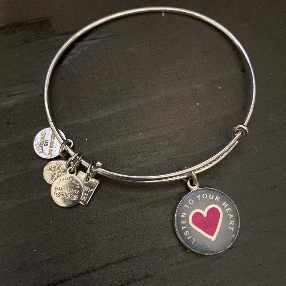 Alex and Ani bangle with charm “follow your heart”